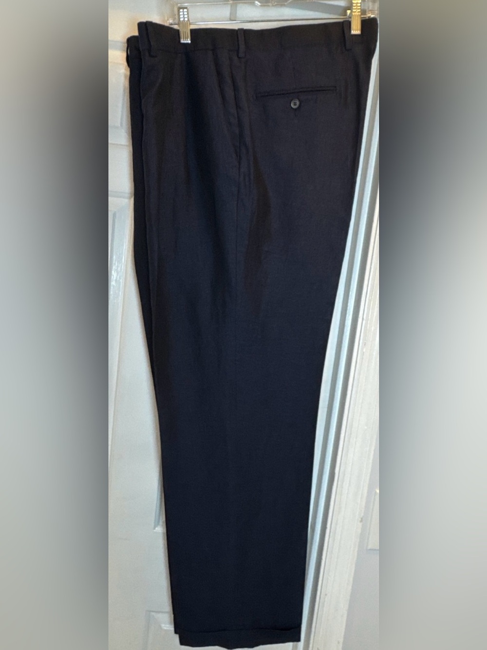 Faconnable Navy Linen Cuffed Hem Pleated TRUMAN Trousers Mens Size 38R NWOT
